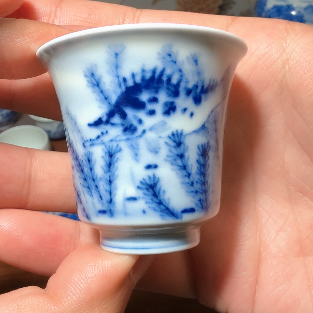 釉下青花柴窑单杯