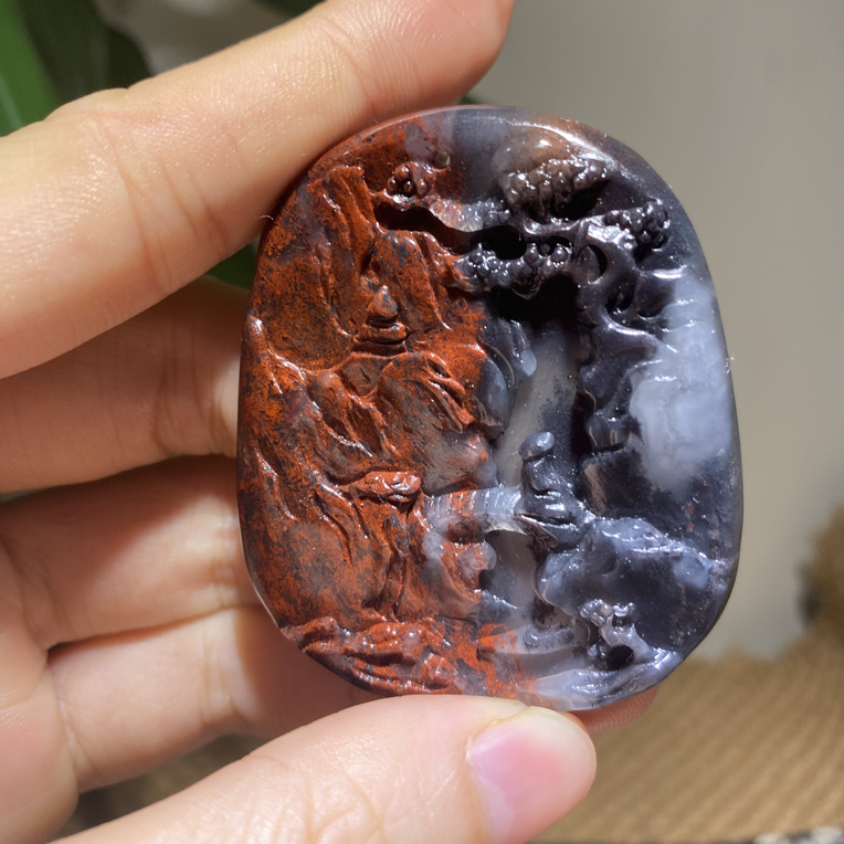 三彩山水牌黑白红配精美款式