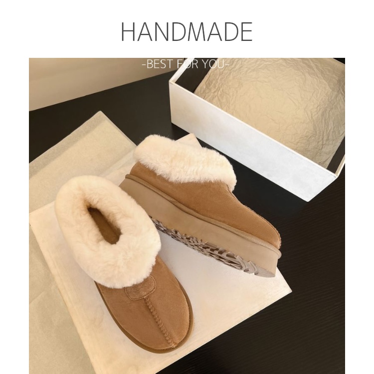 羊皮毛一体雪地靴女2025冬季新款塔茨特短款厚底保暖真皮女靴翻毛