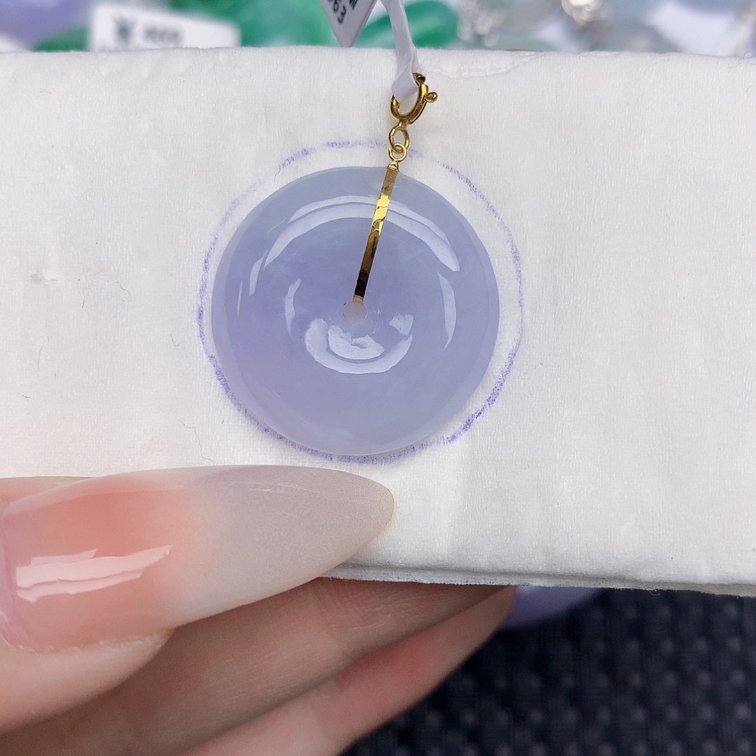 翡翠18K金镶嵌颈饰天然缅甸翡翠a货百元以上9元证书费自理