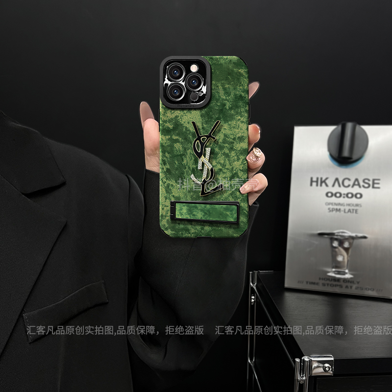 适用【苹果/oppo/华为/vivo/小米】瞳眼绿色SY标网红防摔支架手机壳