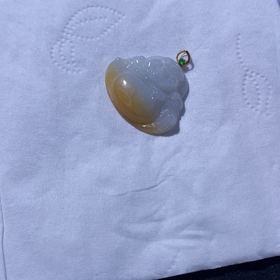 翡翠吊坠(不含链)18K金镶嵌