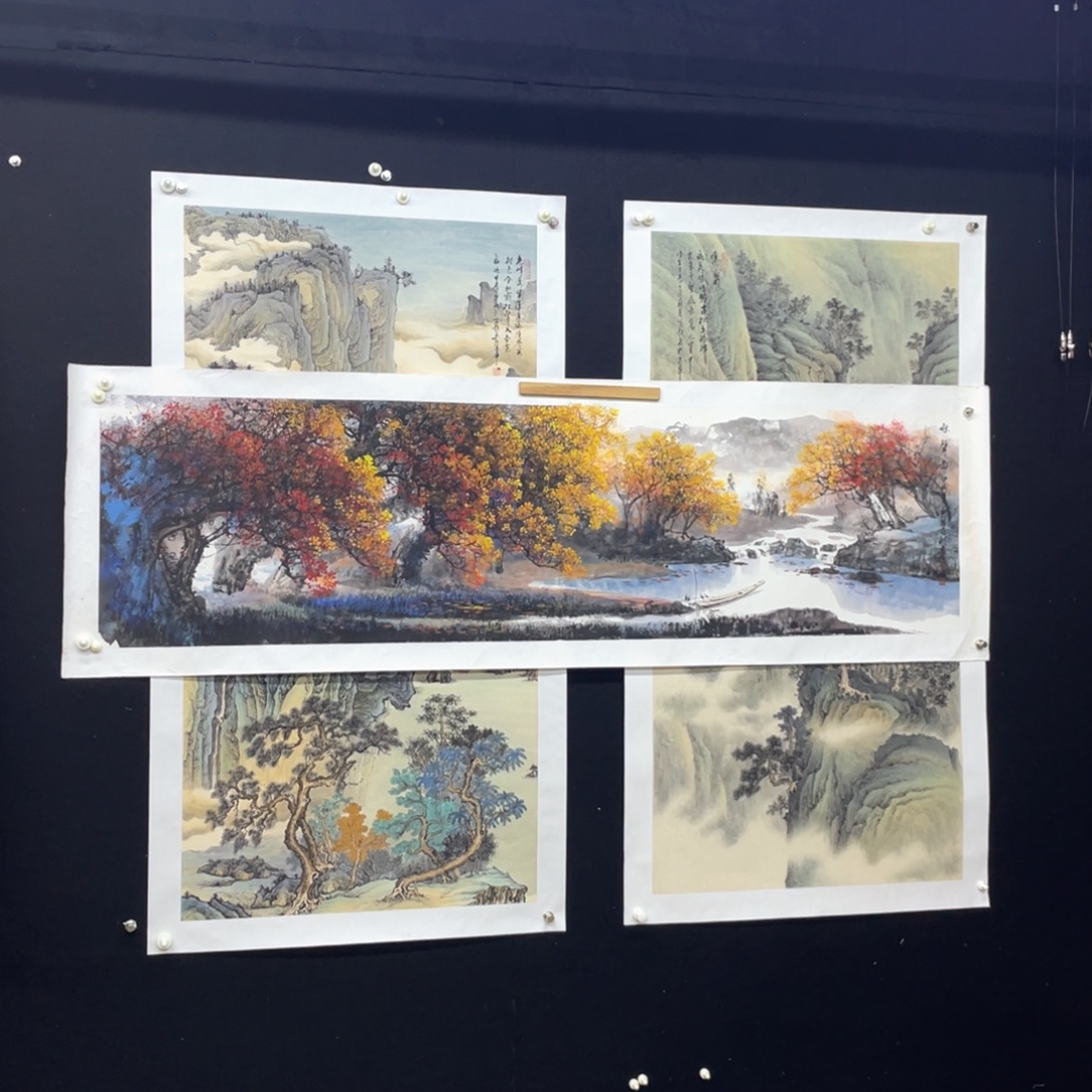 妙***叹国画手绘国画，精品重彩山水，李有训画心