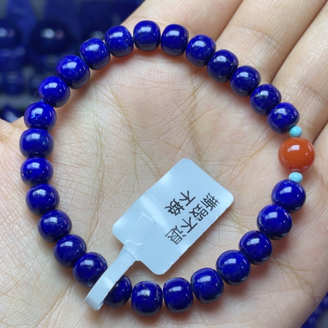 青金石未镶嵌7×6mm老型手串