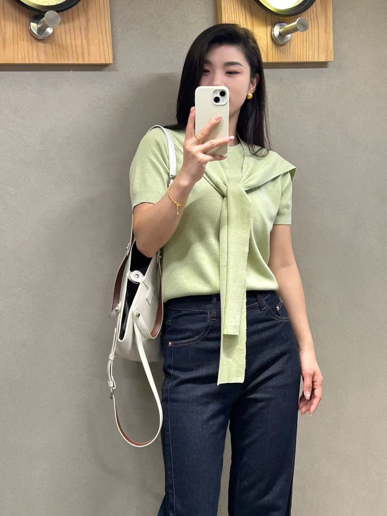 梵希雅高腰显瘦直筒牛仔裤小个子九分设计感休闲百搭