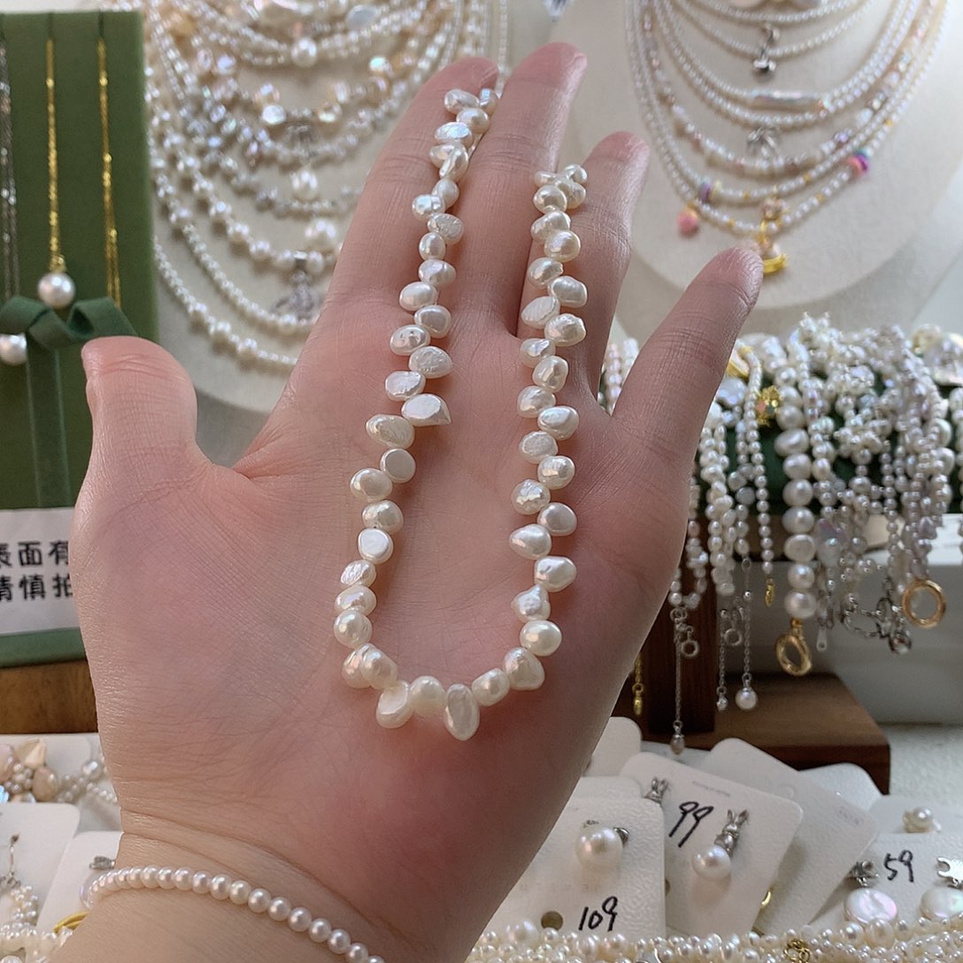 木***竞颈饰淡水珍珠银S925镶嵌