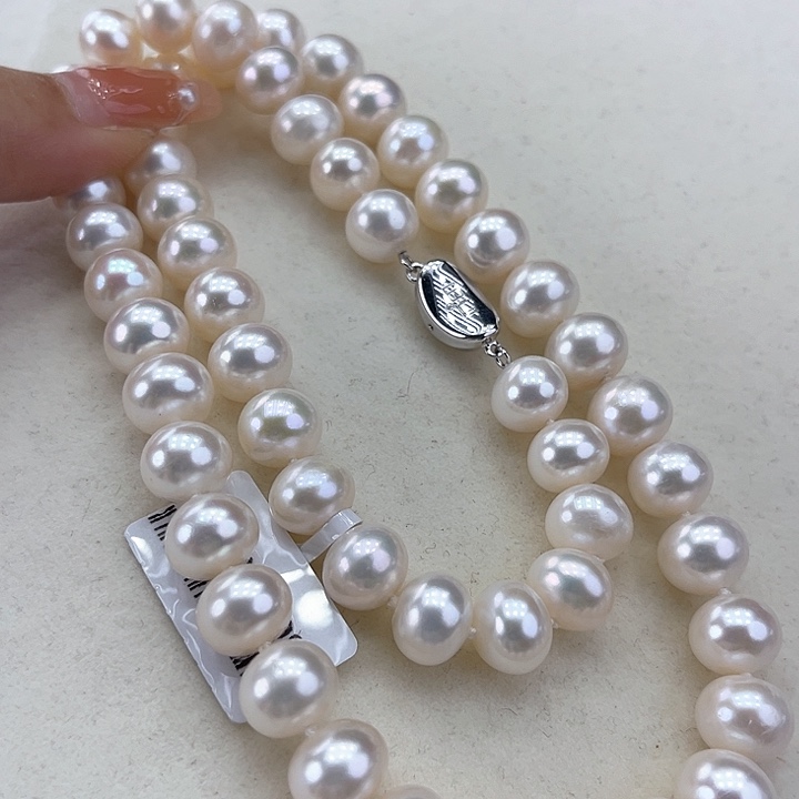 淡水珍珠颈饰银S925镶嵌10➕炫彩50长