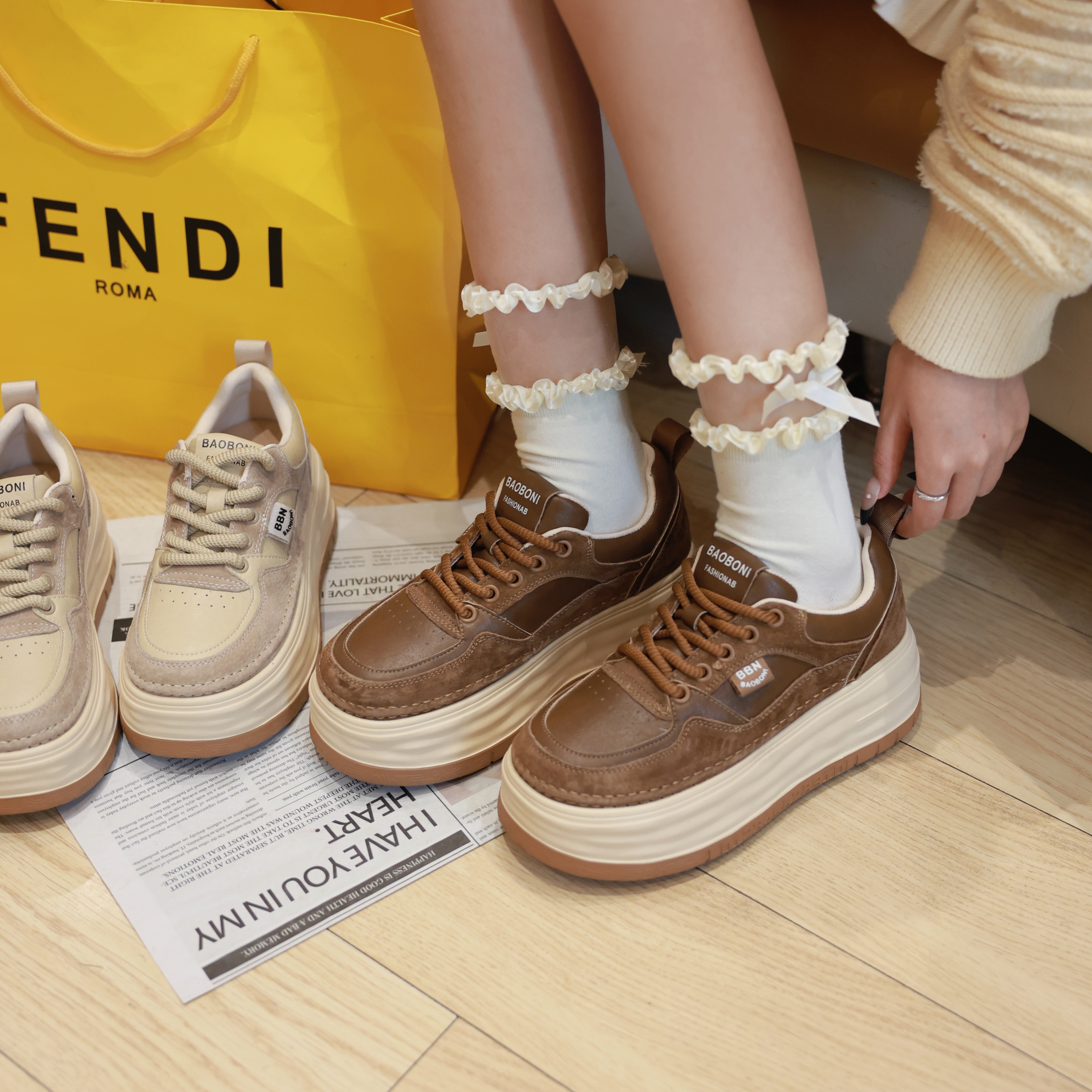 【羽裳】冬季新品百搭休闲鞋时尚休闲鞋低帮休闲板鞋 X 检 9935