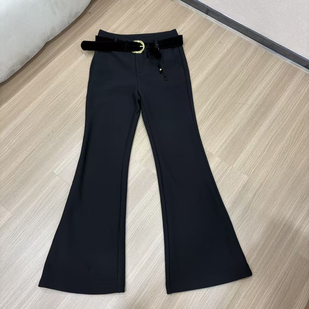 【庄喜儿Original】百搭休闲裤春秋冬高腰弹力女裤厚款微喇叭ZXE149