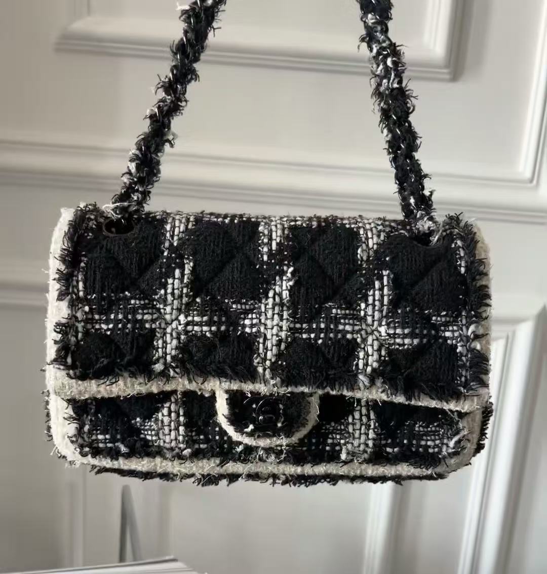 99新 Chanel/香奈儿 多多奢品/香奈儿千鸟格织物毛呢cf/99新