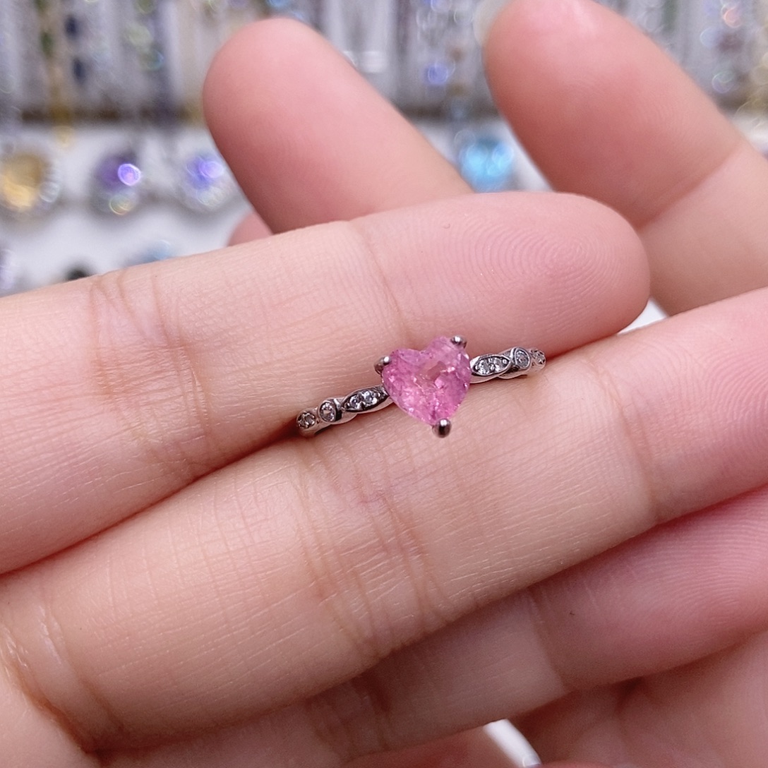 戒指银S925镶嵌碧玺