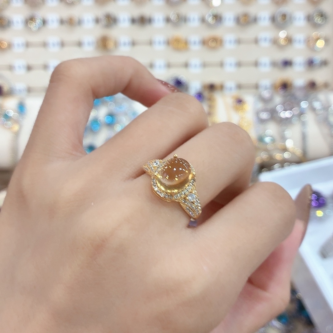 7***啊戒指黄晶银S925镶嵌