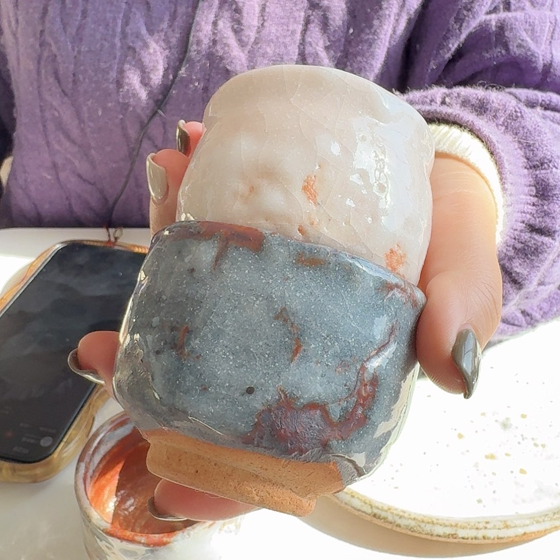 瓷片志野烧茶杯2只