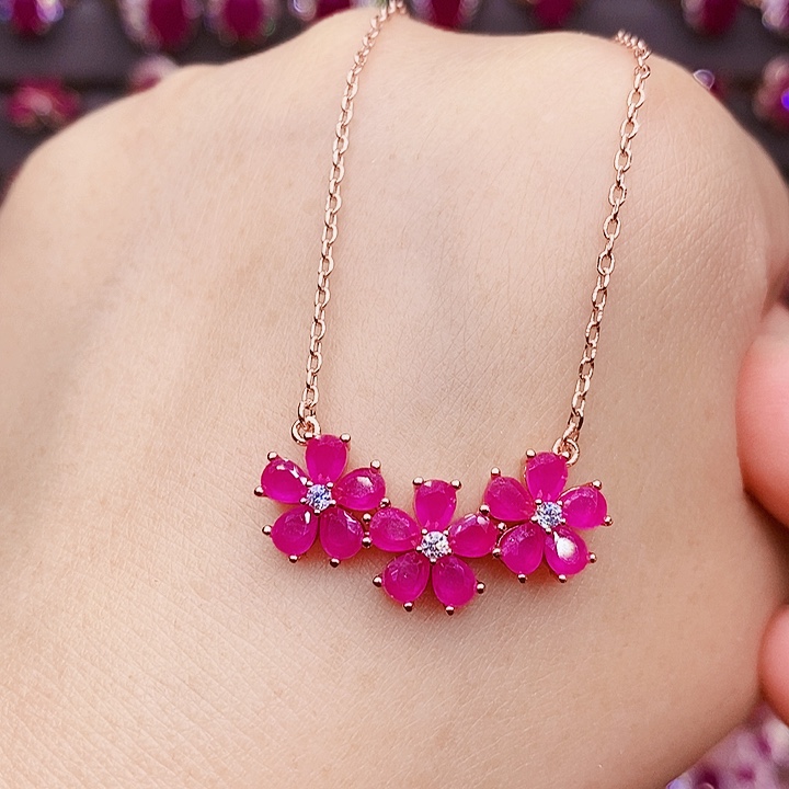 颈饰红宝石银S925镶嵌