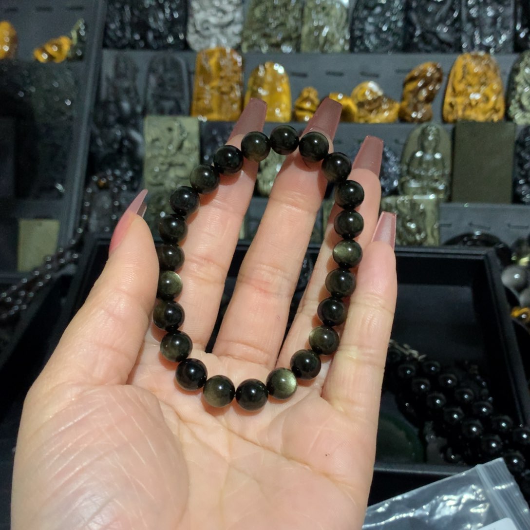 黑曜岩手链未镶嵌小**.