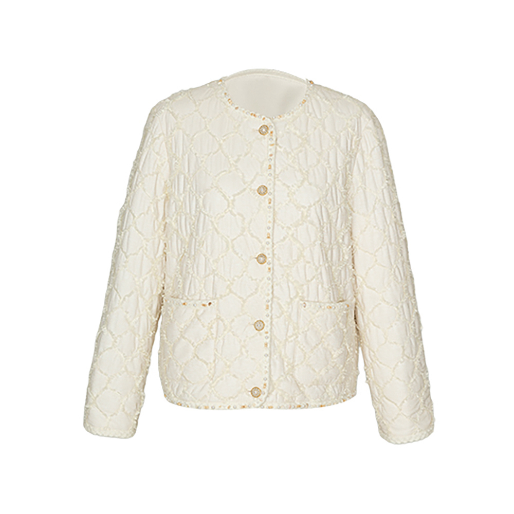 秋季直下摆设计师短款女名媛风珠片短外套气质女士