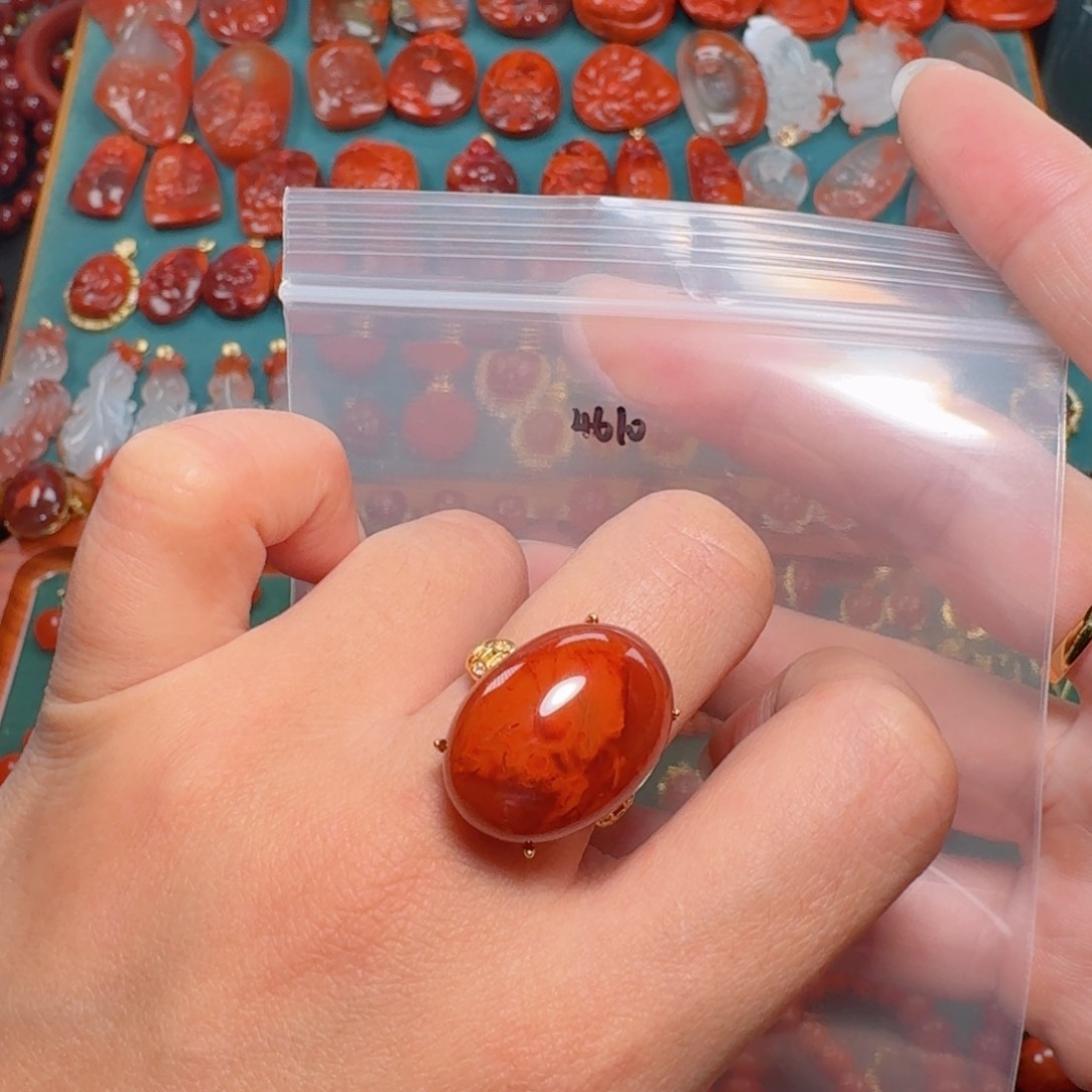 南红玛瑙南红卡21.5银S925镶嵌