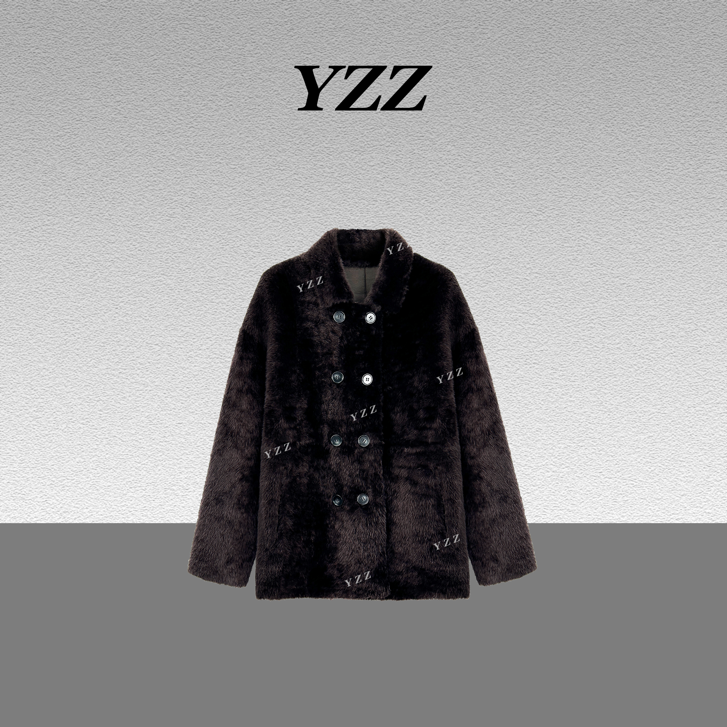 YZZ“摩洛”拉贡100绵羊皮奢华时尚皮毛一体优雅皮草外套 680548