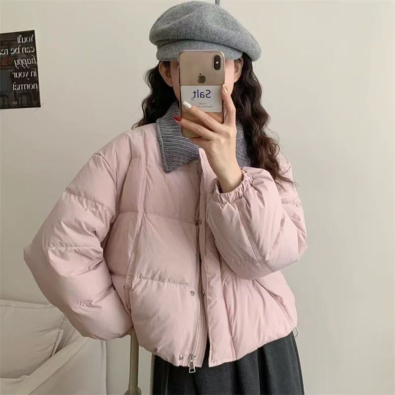灯芯绒拉链短款翻领韩版女款运动户外加厚羽绒11