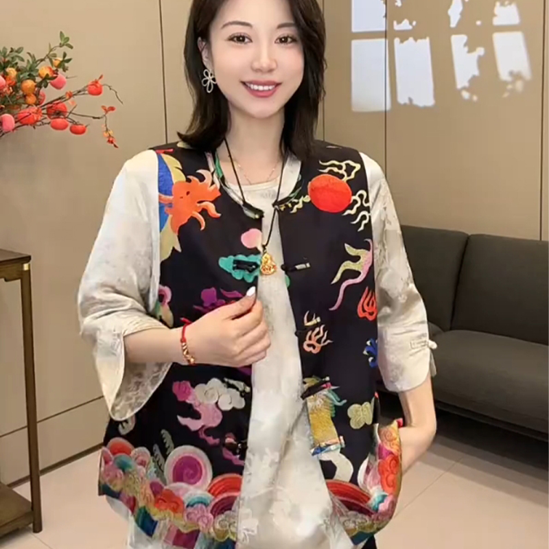 【锦轩阁】时尚气质设计高级轻奢国风马甲新中式国风女装马甲 999-1