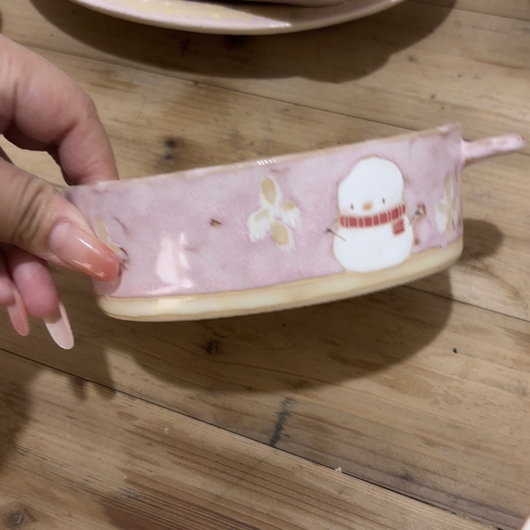 H***6预定粉色圆形两个雪人一个球