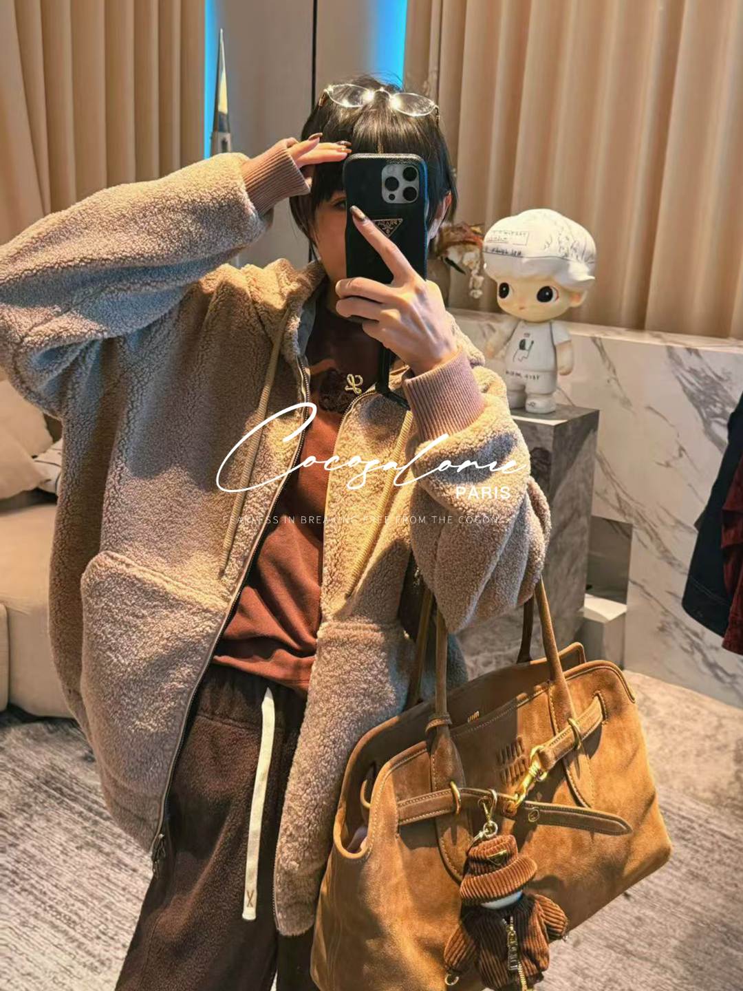 韩彬彬"蒙口颗粒"500g超重磅双面穿颗粒绒秋冬保暖外套705Y-3