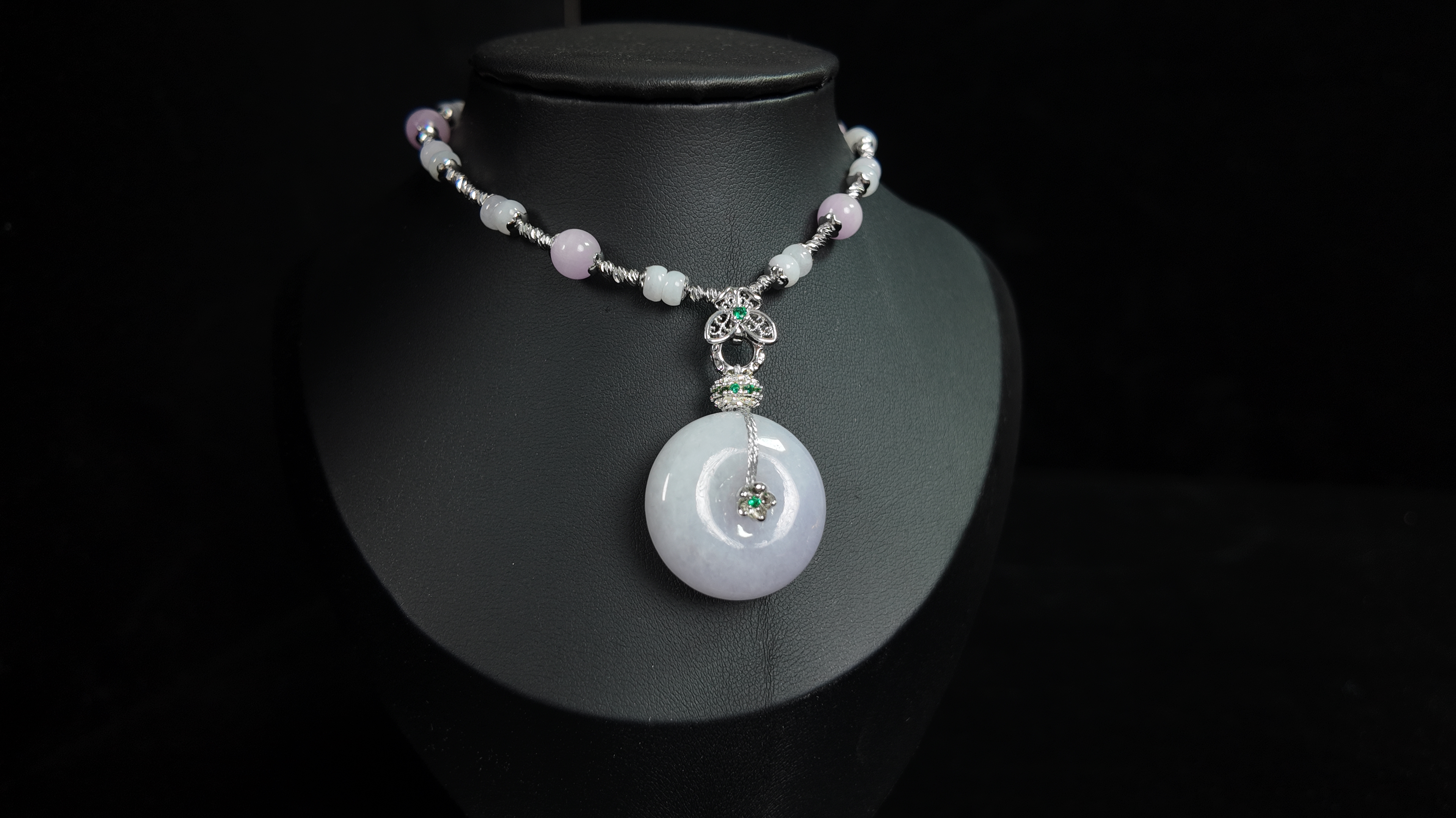 原创设计款天然A货翡翠紫水平安扣