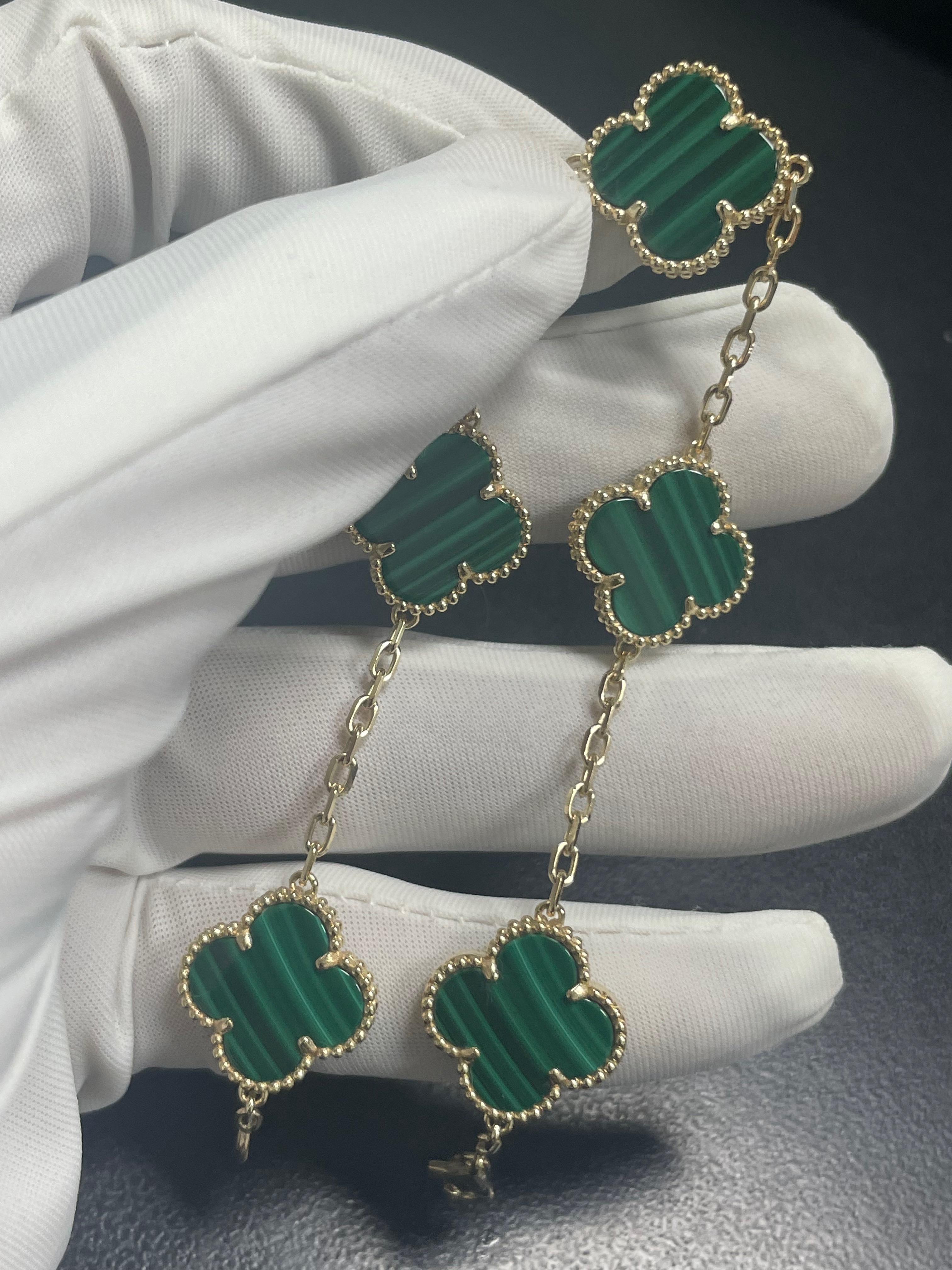 【CHERISH】18k  k黄绿四叶草五花手链