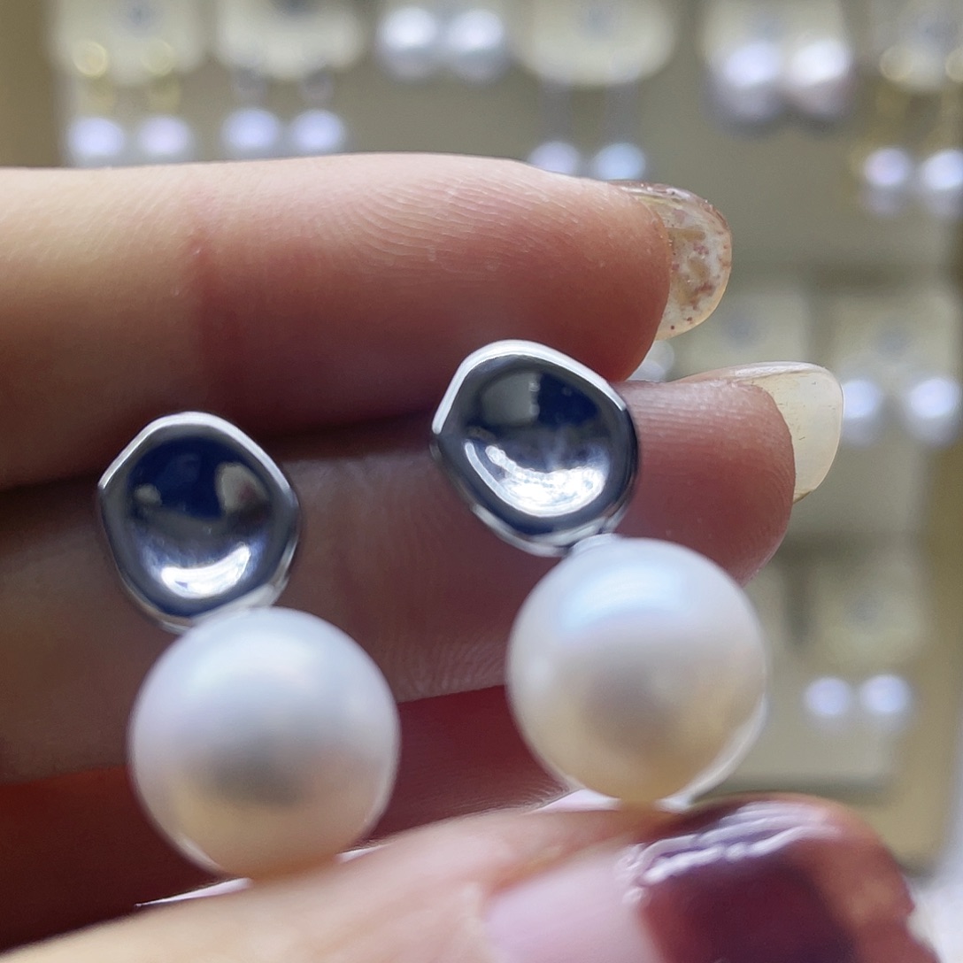 淡水珍珠耳饰银S925镶嵌