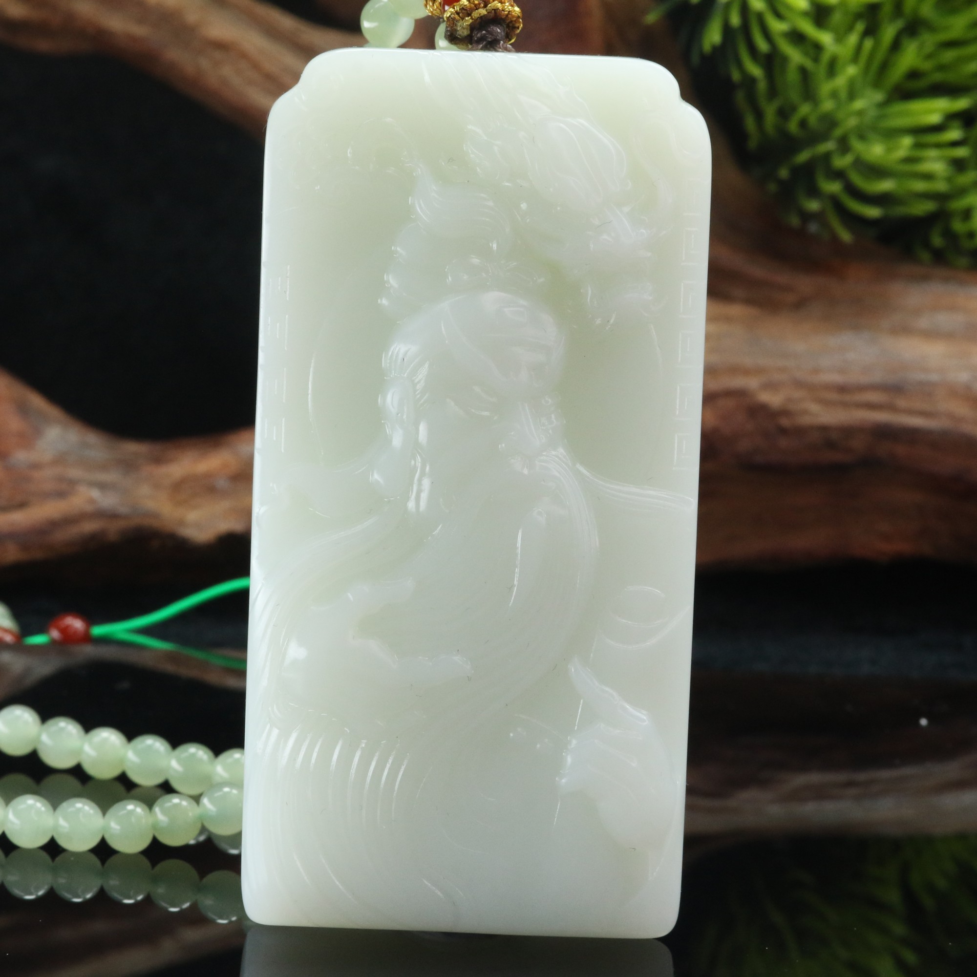 31和田玉羊脂白关公吊坠/000691上海嘉禾拍卖