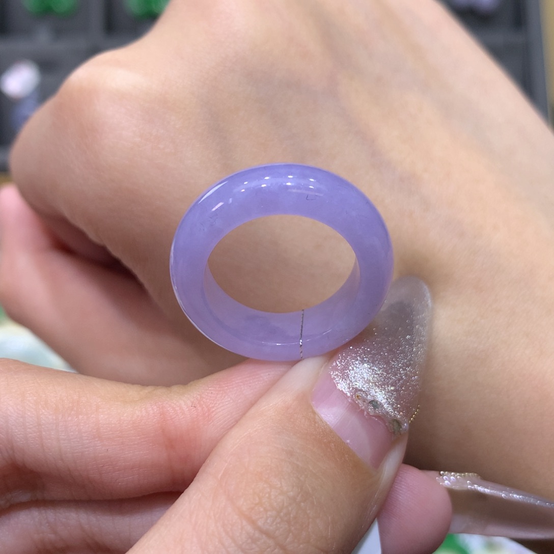 翡翠戒指未镶嵌14-15满紫