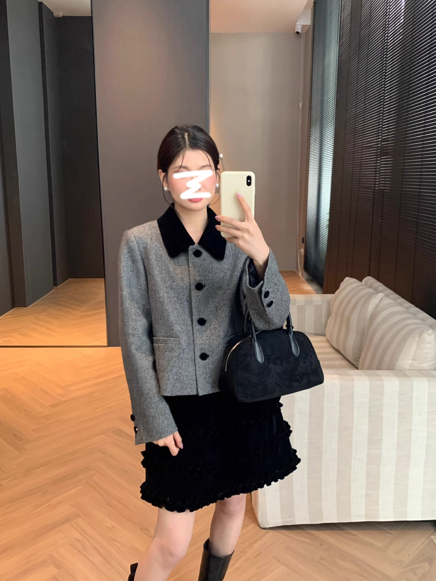 法式小香风名媛高级感气质套装外套女装秋季A字丝绒半身裙两件套