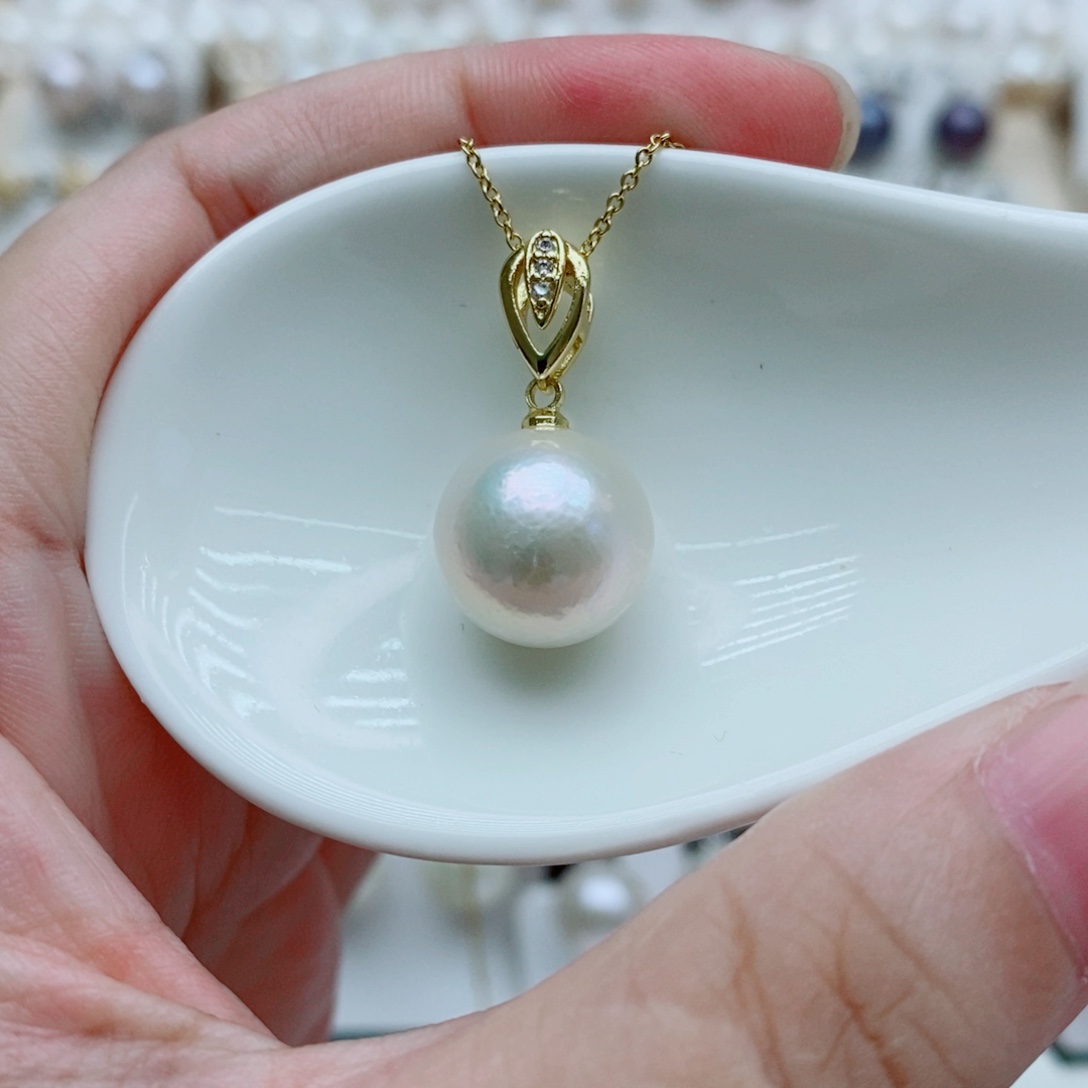 淡水珍珠未镶嵌吊坠(赠链)12.9mm