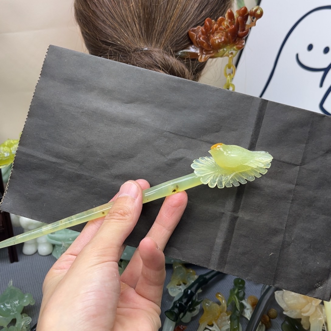 蛇纹石玉合金发饰