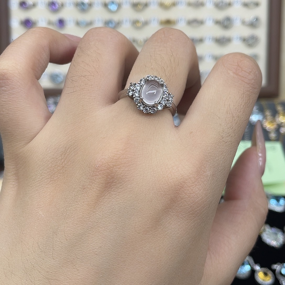 戒指银S925镶嵌芙蓉石