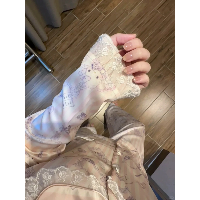 【蕾丝kitty】网红凯蒂猫睡衣女春秋款2025新款套装家居服女士