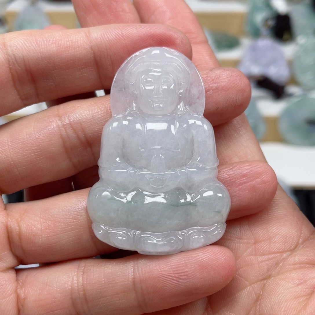 翡翠颈饰未镶嵌天然翡翠A货观音555号