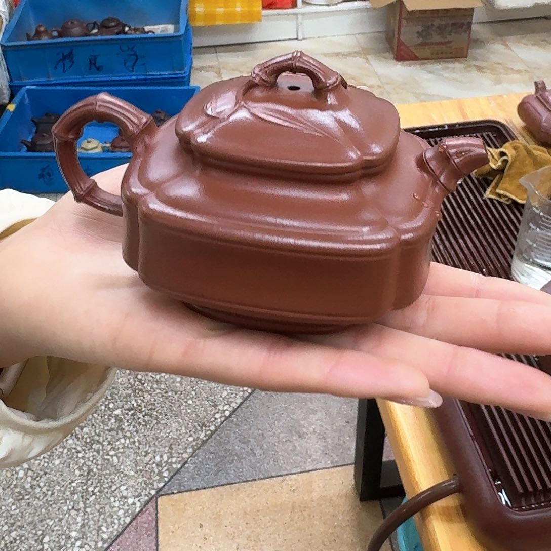 紫砂茶壶紫砂壶四方竹鼓200cc