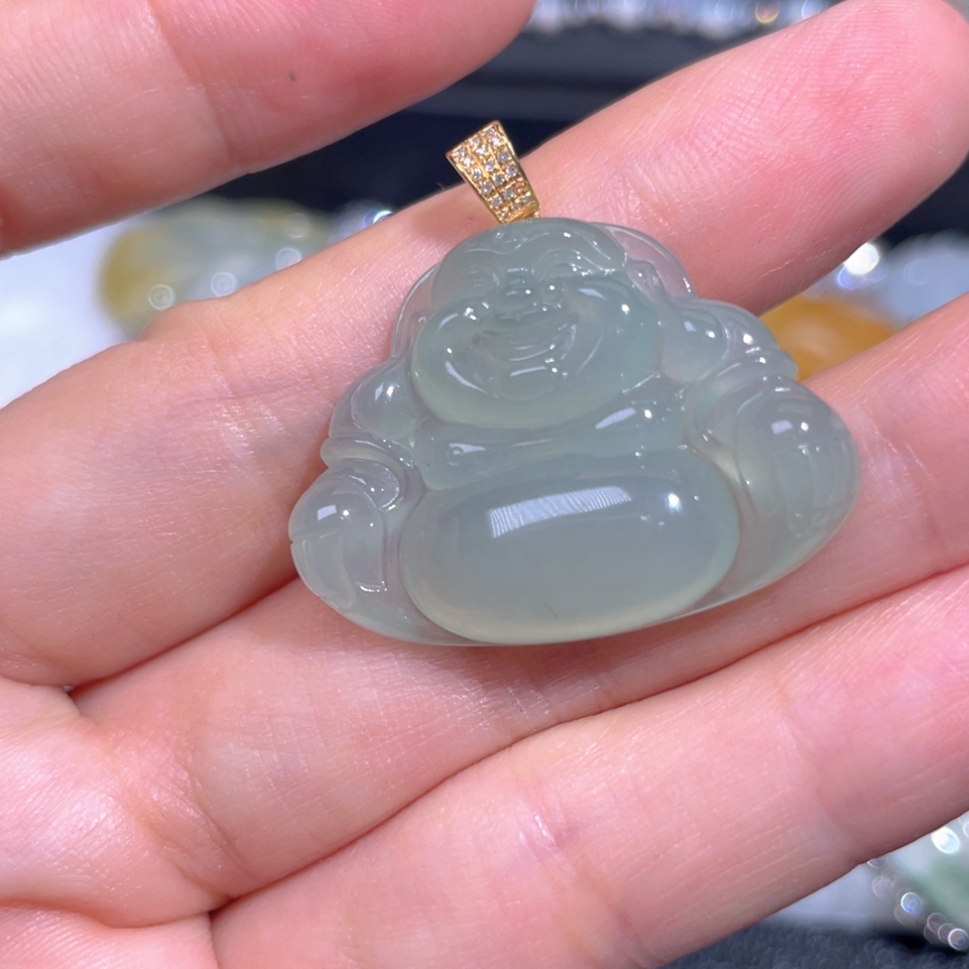 颈饰18K金镶嵌翡翠翡翠