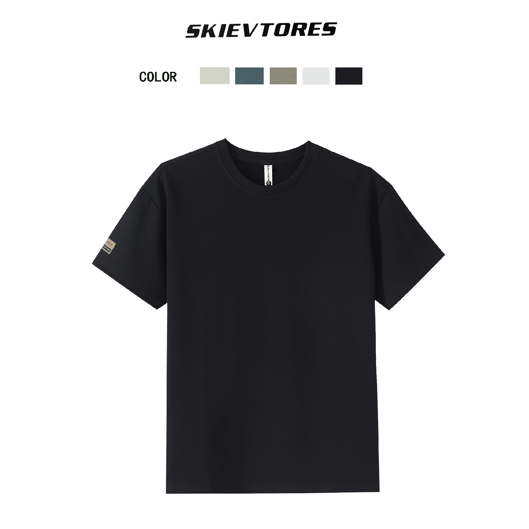 257内清洗液圆领休闲凉爽短袖纯色T恤