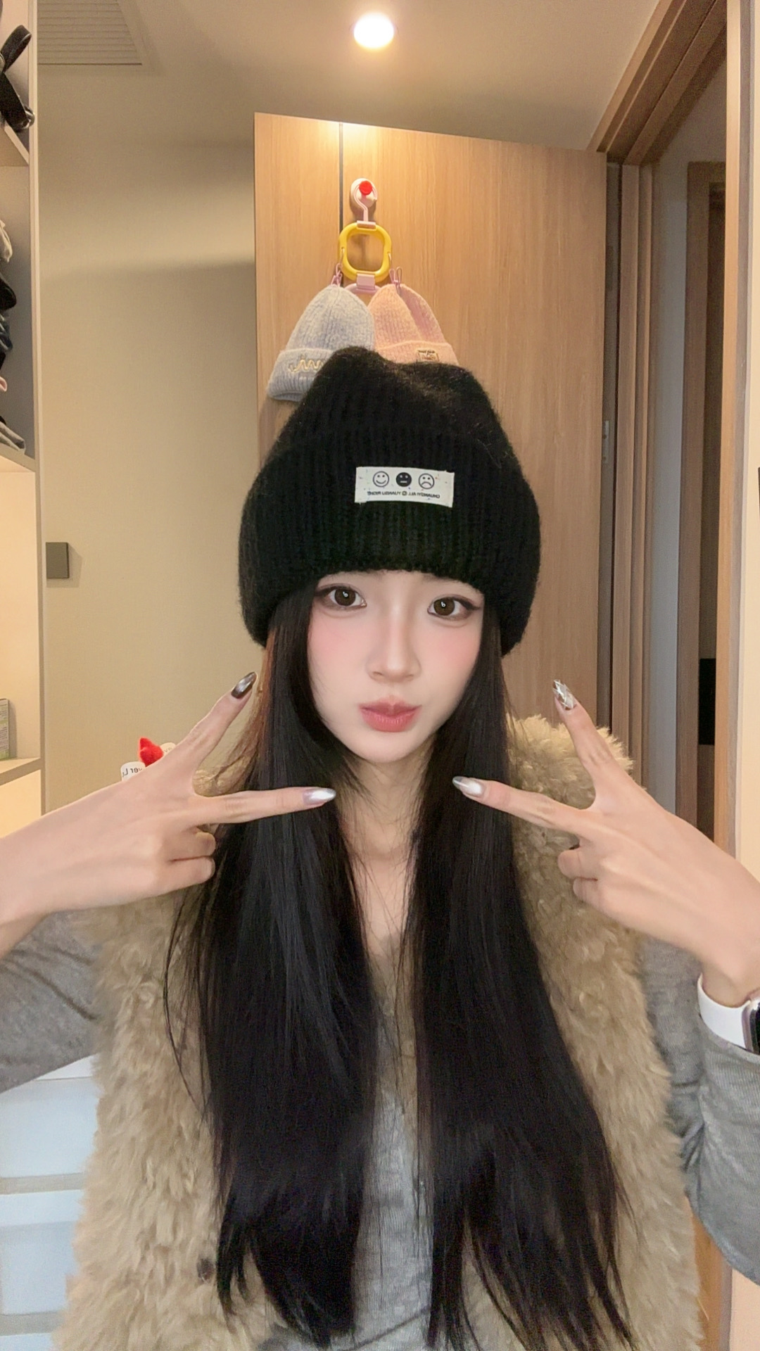 秋季小帽子冬季防风无檐秋冬帽子女针织字母圆顶