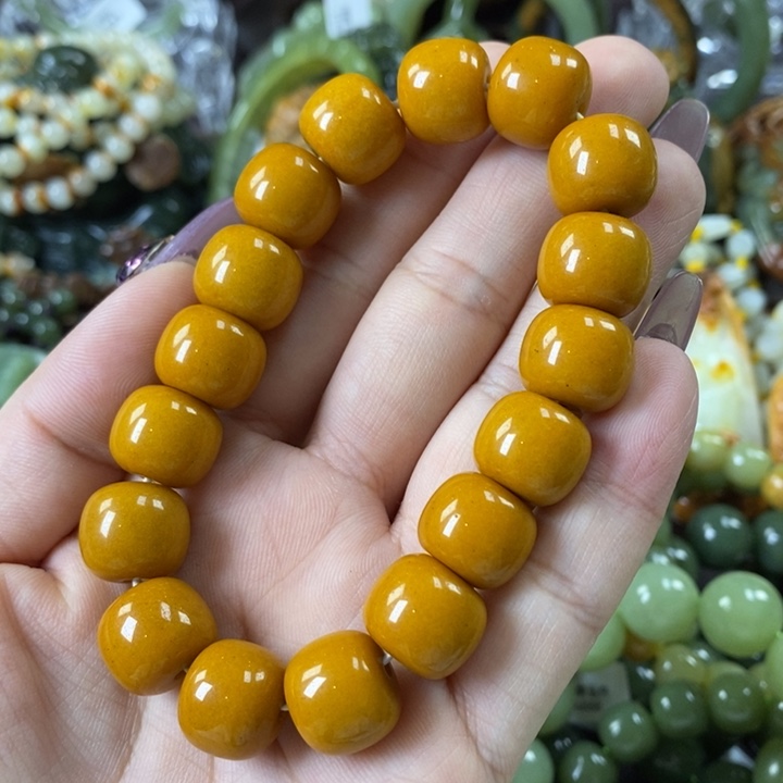 透闪石质玉手串卡14未镶嵌