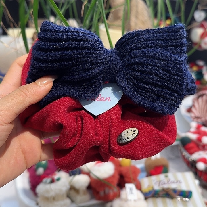 非金属布艺红蓝蝴蝶结发圈