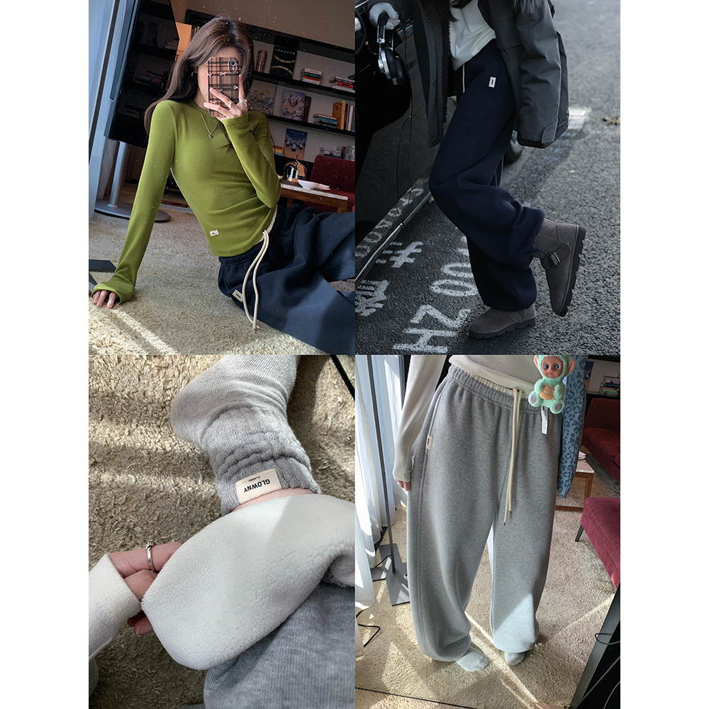 张贝贝 暖绒宅宅裤 长绒棉 双腰头加绒加厚休闲卫裤