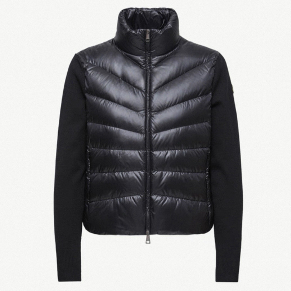 未使用 MONCLER CARDIGAN 女款亮面立领针织长袖拼接羽绒服