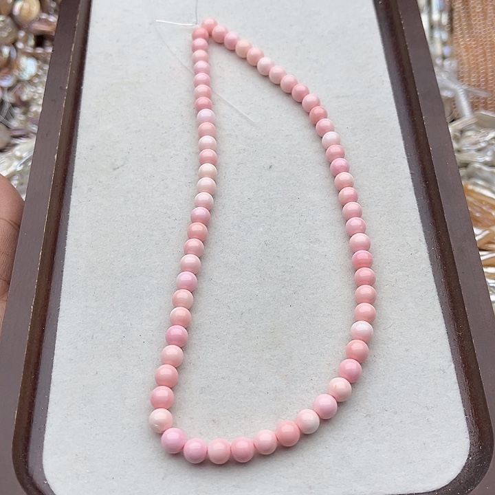 玛瑙/玉髓未镶嵌珠宝半成品一条6mm粉贝贝