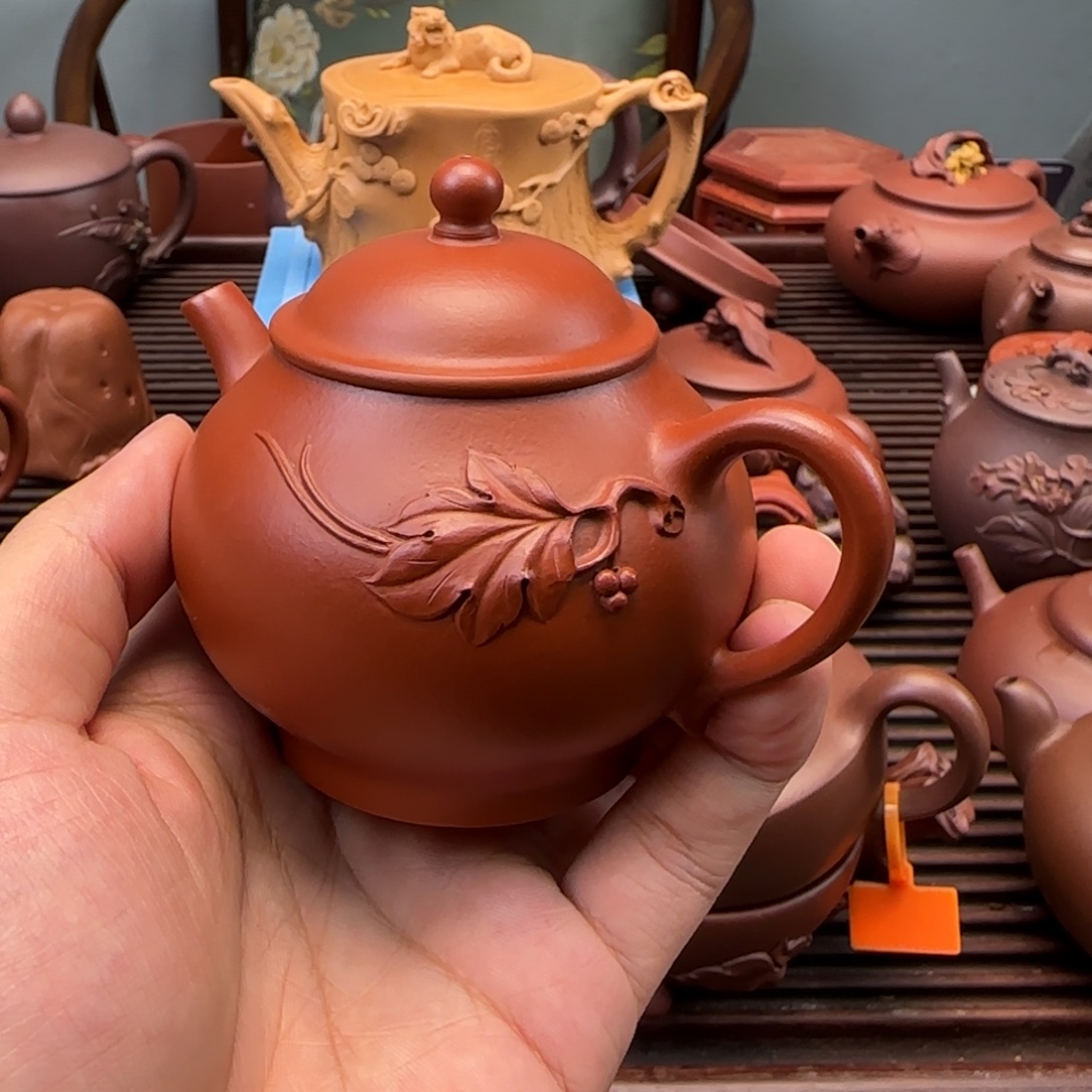 茶盏全手贴花半手壶朱泥