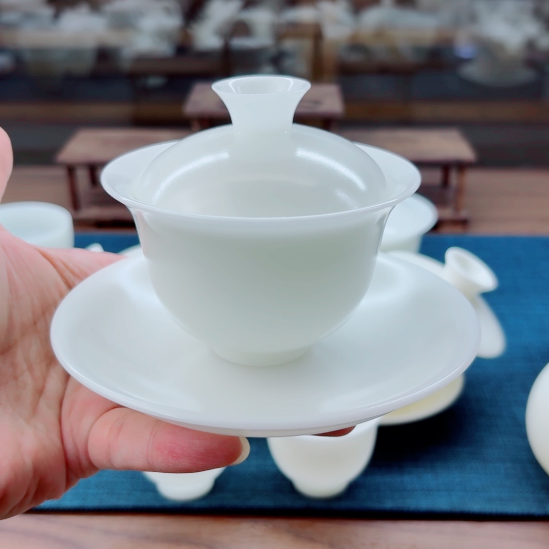 素烧璞玉冰种玉瓷茶具