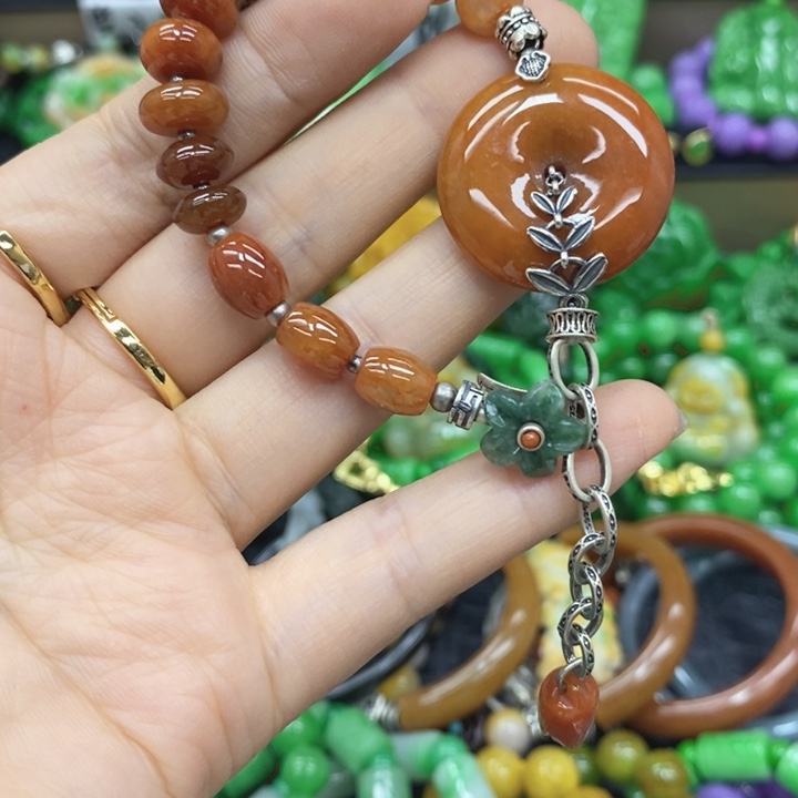 中***红翡翠未镶嵌耳饰手链66