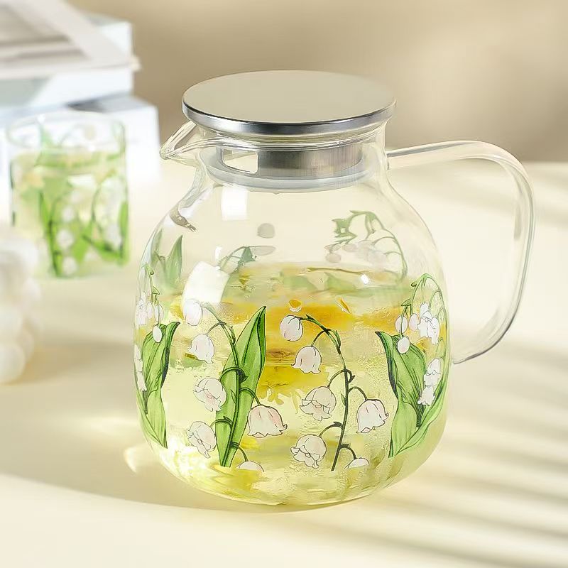 【清仓福利】ins铃兰水壶耐高温玻璃水壶套装家用大容量水具